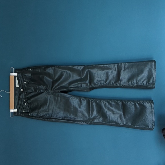 Rag & Bone Casey coated crop flare pants in dark green size 25 - Picture 2 of 6